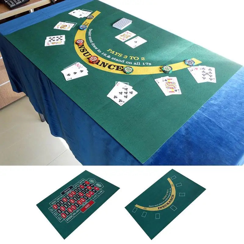 Double-Sided Tabletop Casino Felt Layout Mat – Professional Poker, Texas Hold'em & Blackjack for Roulette Games