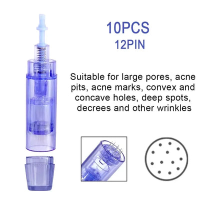 10PCS Dermapen Nano Needle Cartridges - Disposable Microneedling Replacement Tips for A1 Pen Devices