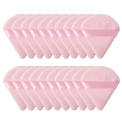 10/20PCS Triangle Velvet Powder Puffs – Mini Face Makeup Sponges, Washable & Lightweight Cosmetic Tools