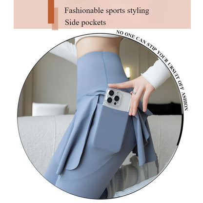Women’s Seamless High Waist Yoga Leggings with Pockets – Two Piece Hip Lift Fitness Pants
