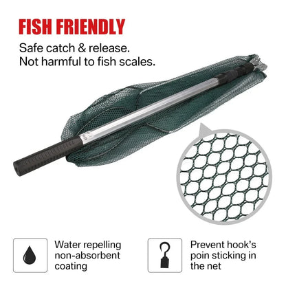 Telescopic Landing Net: 190cm Length, 92cm Width, 55cm Depth - Folding Fishing Pole Extending Mesh Net for Fly, Carp, Course, and Sea Fishing