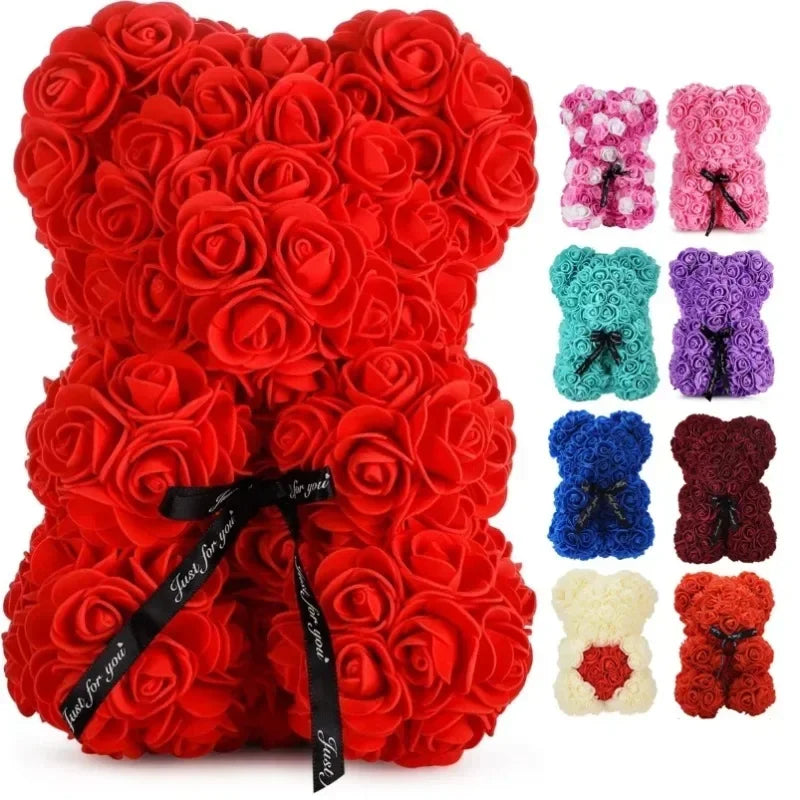Forever Rose Teddy Bear – Artificial Flower Gift for Mom & Special Occasions
