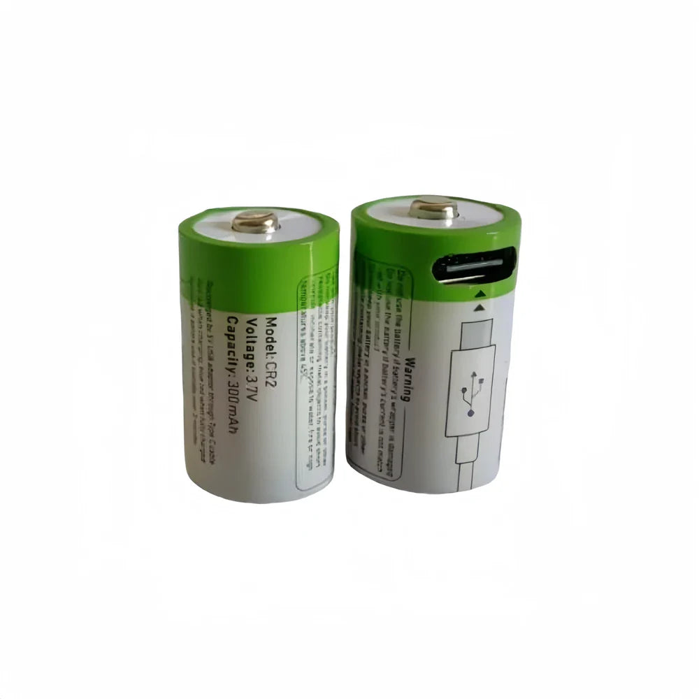 3.7V CR2 300mAh Rechargeable Lithium Battery — USB Type-C Sensor Charging Battery
