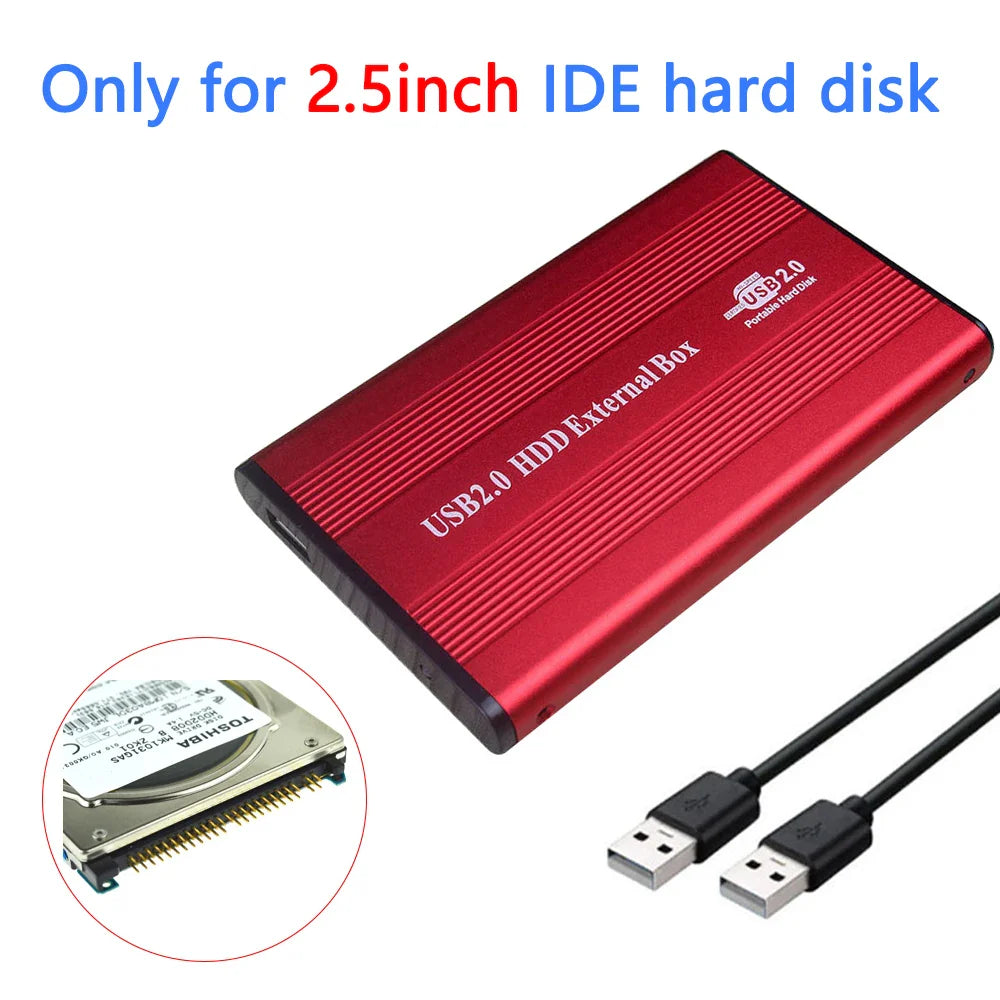 2.5"/3.5" IDE HDD External Enclosure — USB 2.0 Hard Drive Box for Desktop, PC, Laptop & Phone