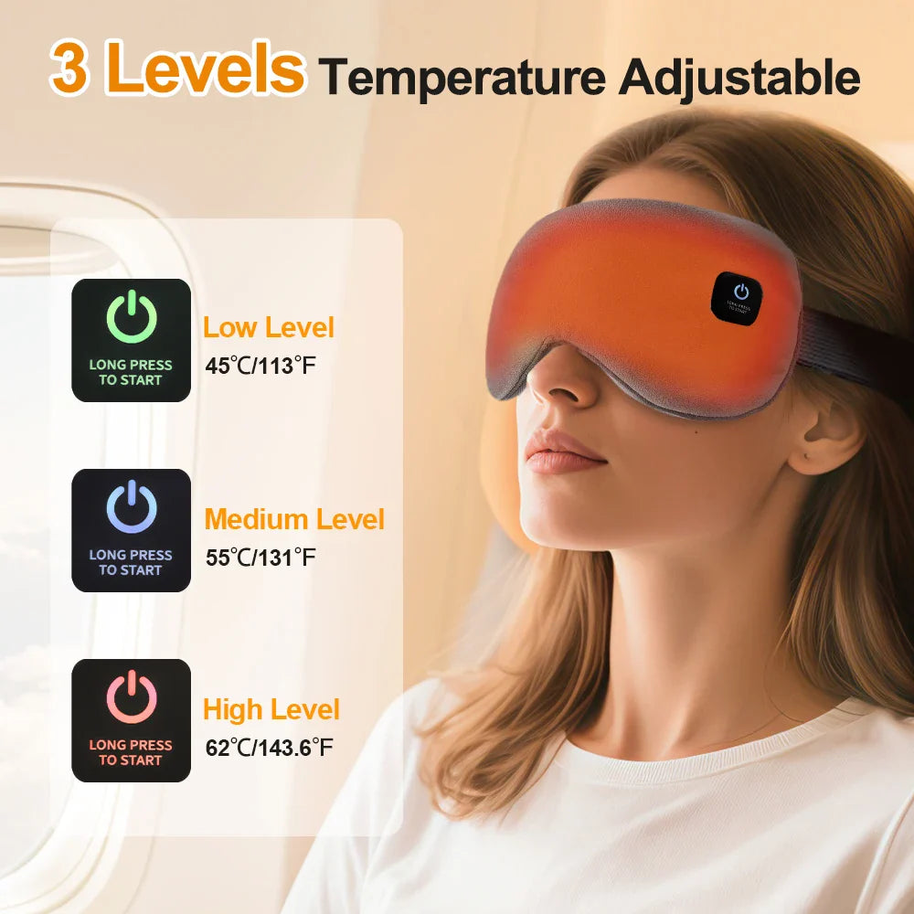 USB Heated Eye Mask with Vibration Massage – Relieve Eye Fatigue, Dry Eyes, and Promote Sleep for Home, Office & Travel