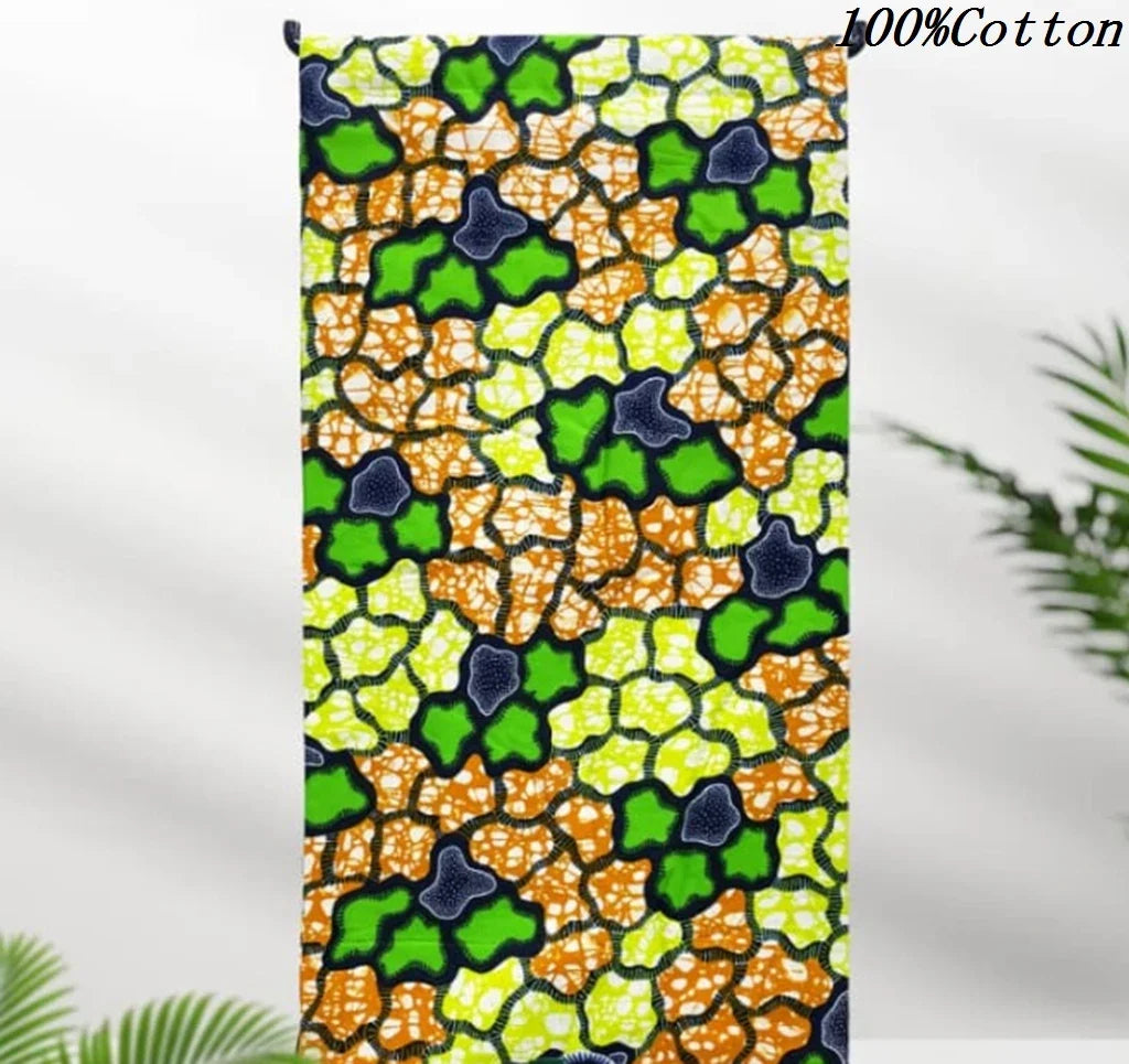 African Ankara Wax Print Fabric - 100% Cotton Batik Material for Sewing & Wholesale 6 Yards