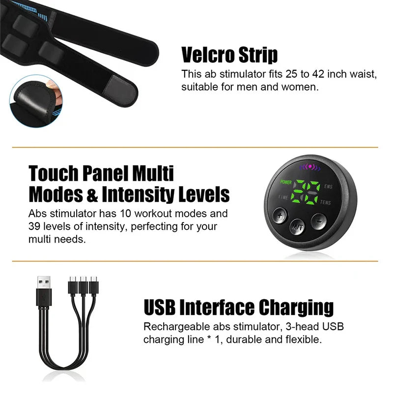 Smart Abdominal Muscle Trainer — EMS Toning Belt for Abs, Arms, and Legs Home Fitness Massage Equipment