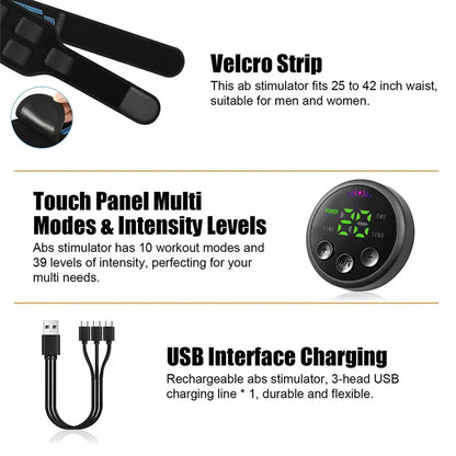 Smart Abdominal Muscle Trainer — EMS Toning Belt for Abs, Arms, and Legs Home Fitness Massage Equipment