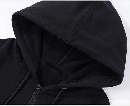 Unisex Oversized Fleece Zipper Hoodie – Y2K Harajuku Style Casual Jacket for Men & Women – Spring, Autumn & Winter Sweatshirt