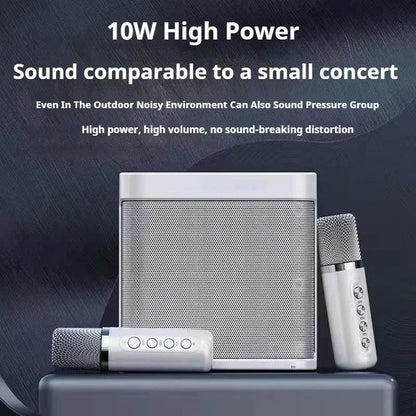 Portable Karaoke Machine with 2 Wireless Microphones — Boombox Player with AUX, TF Card, U Disk & Voice Changer for Parties