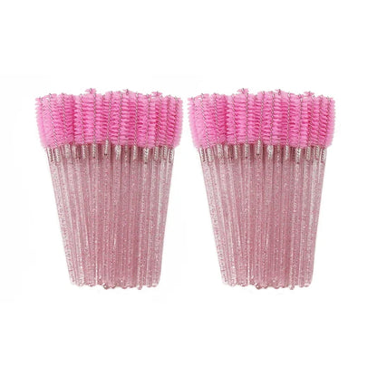 ANNAFRIS 50PCS Disposable Eyelash Brushes - Soft Crystal Lash Extension & Eyebrow Makeup Mascara Wands