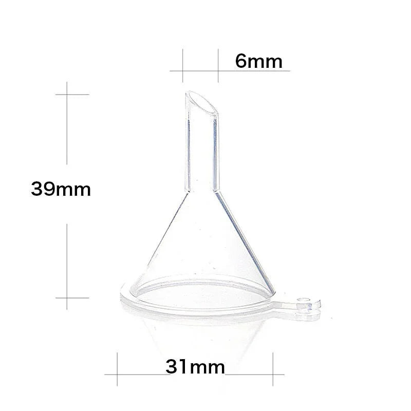 10-Piece Mini Plastic Funnels — Small Funnels for Essential Oil Bottles, Empty Lip Gloss Tubes, Perfume Bottles