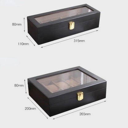 Handmade Luxury Wooden Watch Box – 6/10/12 Grid Display Case & Jewelry Organizer for Watches