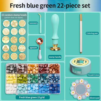 Wax Seal Stamp Kit with Storage Box & Furnace - Craft Supplies for Christmas & Wedding Invitation Decoration