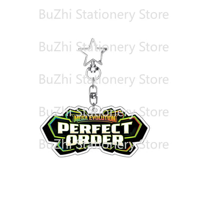 Anime Mega Evolution Acrylic Keychain 5cm – PTCG PKM Cartoon Game Logo Bag Charm Pendant Gift Toy for Boys & Girls Collection
