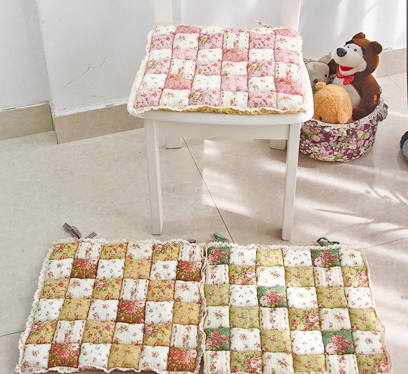 Non-Slip Office Chair Cushion – Pastoral Style Cotton Stool Pad, Breathable & Portable, Home Garden Decorative Gift
