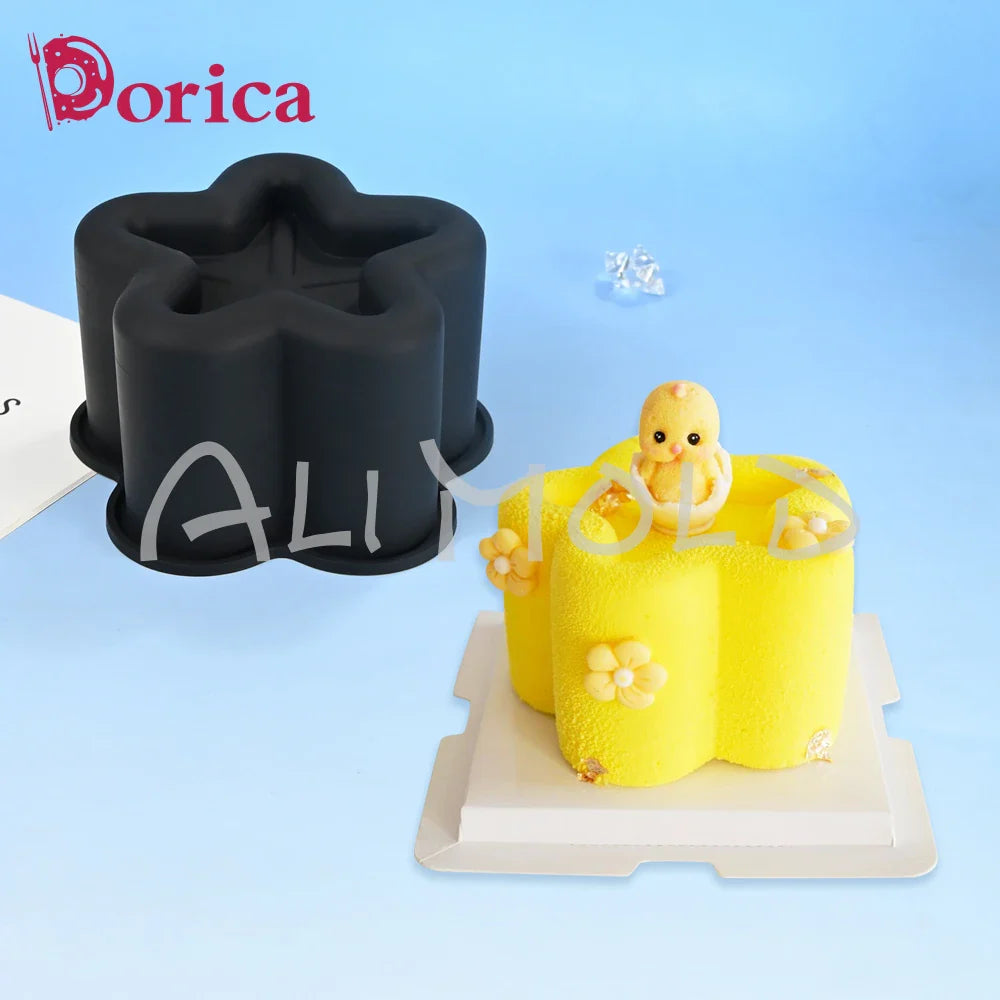 Dorica Silicone Baking Mold — Round, Heart, Star & Square Bento Cake, Chocolate, Mousse, Soap & Candle Moulds for Kitchen Bakeware