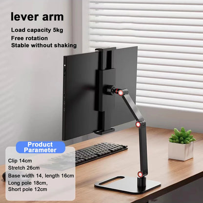 Portable Adjustable Monitor Clamp Stand – Expandable Laptop & Gaming Screen Mount for Vertical Display & Phone Support