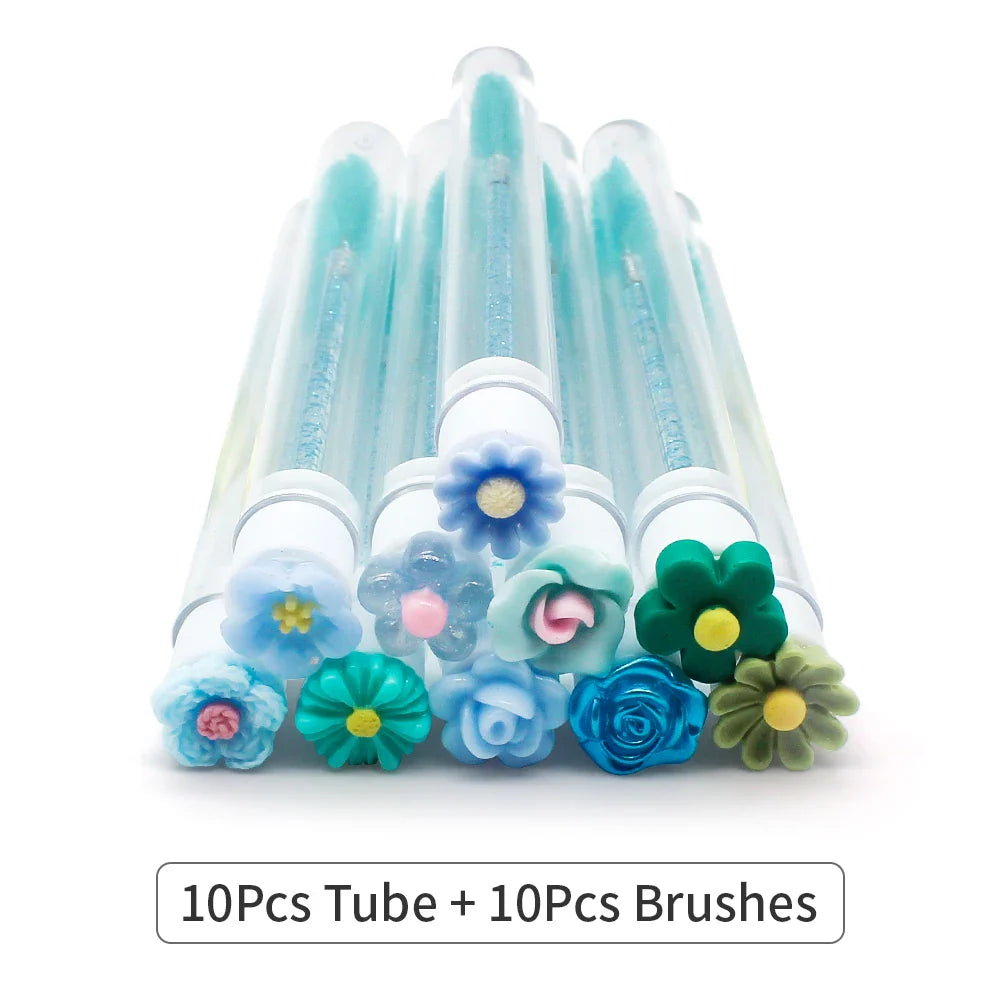 10/50PCS Reusable Eyelash & Eyebrow Brush Tubes — Replaceable Dust-Proof Wands Storage & Makeup Tool
