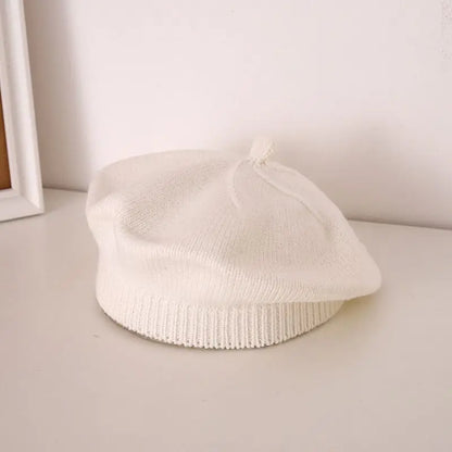 Flower Baby Beret Hat - Warm Knitted Winter Beanie Cap for Infant Girls & Toddlers