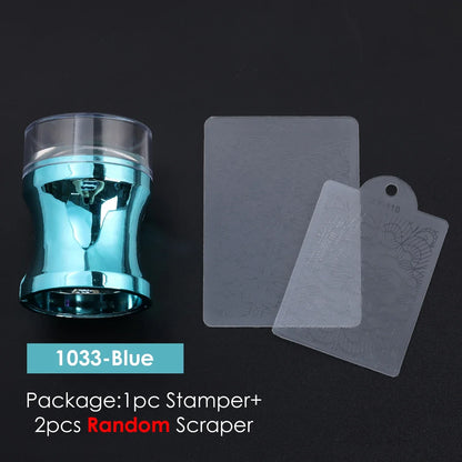 Transparent Nail Art Stamper Kit - French Manicure Stamping Plate, Scraper & Polish Tools