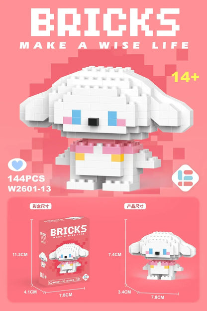 Stitch, Sanrio, and Mickey Mouse Cartoon Dolls - Micro-Particle Building Block Toys Compatible with Children's Gifts