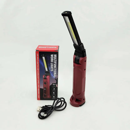 COB Work Light – 180° Folding USB Rechargeable Flashlight with Hanging Hook & Magnetic Base for Camping & Emergency Repair
