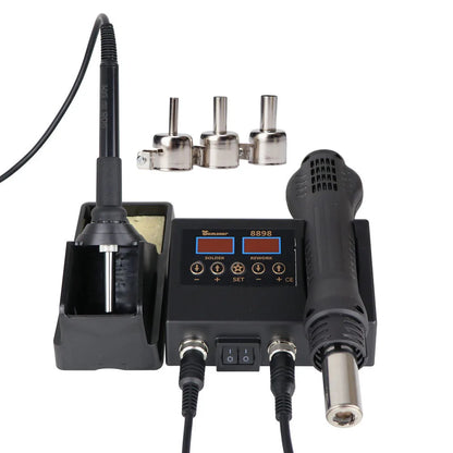 2-in-1 Soldering Station | Digital Temperature Adjustable SMD Solder Iron & Hot Air Heat Gun for PCB & IC Repair