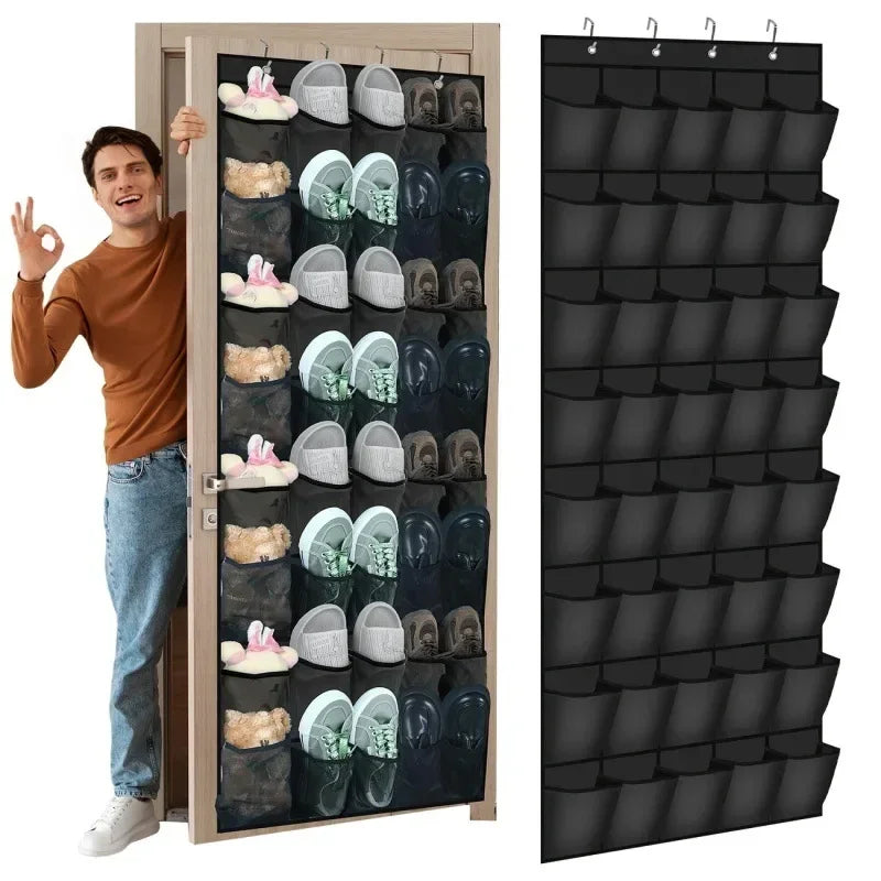 Over The Door Shoe Organizer - 14/24/40 Grid Mesh Pocket Hanging Rack for Closet Shoe Storage & Organization