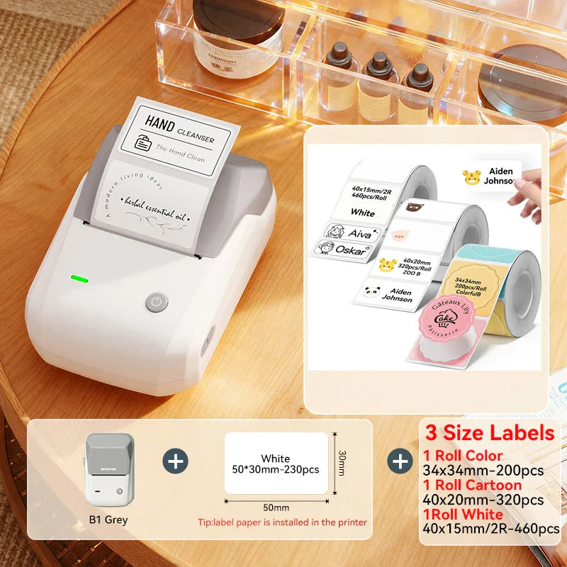 NIIMBOT B1 Portable 2-Inch Thermal Label Printer with Adhesive Tapes Bluetooth Mini Sticker Maker for Smartphone & PC