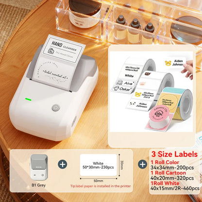 NIIMBOT B1 Portable 2-Inch Thermal Label Printer with Adhesive Tapes Bluetooth Mini Sticker Maker for Smartphone & PC