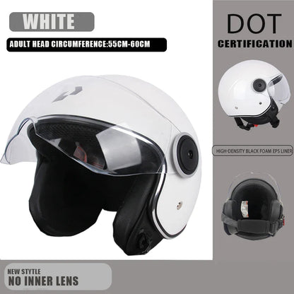 DOT Certified Vintage Open Face Motorcycle Helmet – Retro 3/4 Cruise Casco Casque Moto for Men & Women