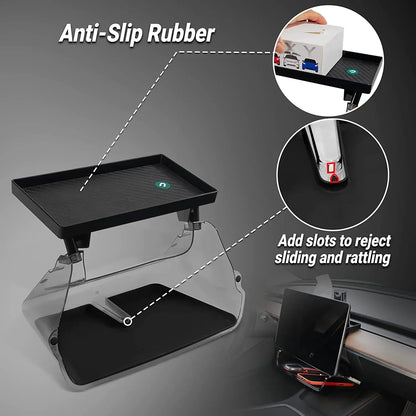 Center Console Organizer for Tesla Model 3 & Model Y Highland – Anti-Slip Under Screen Storage Box with Screen Back Storage