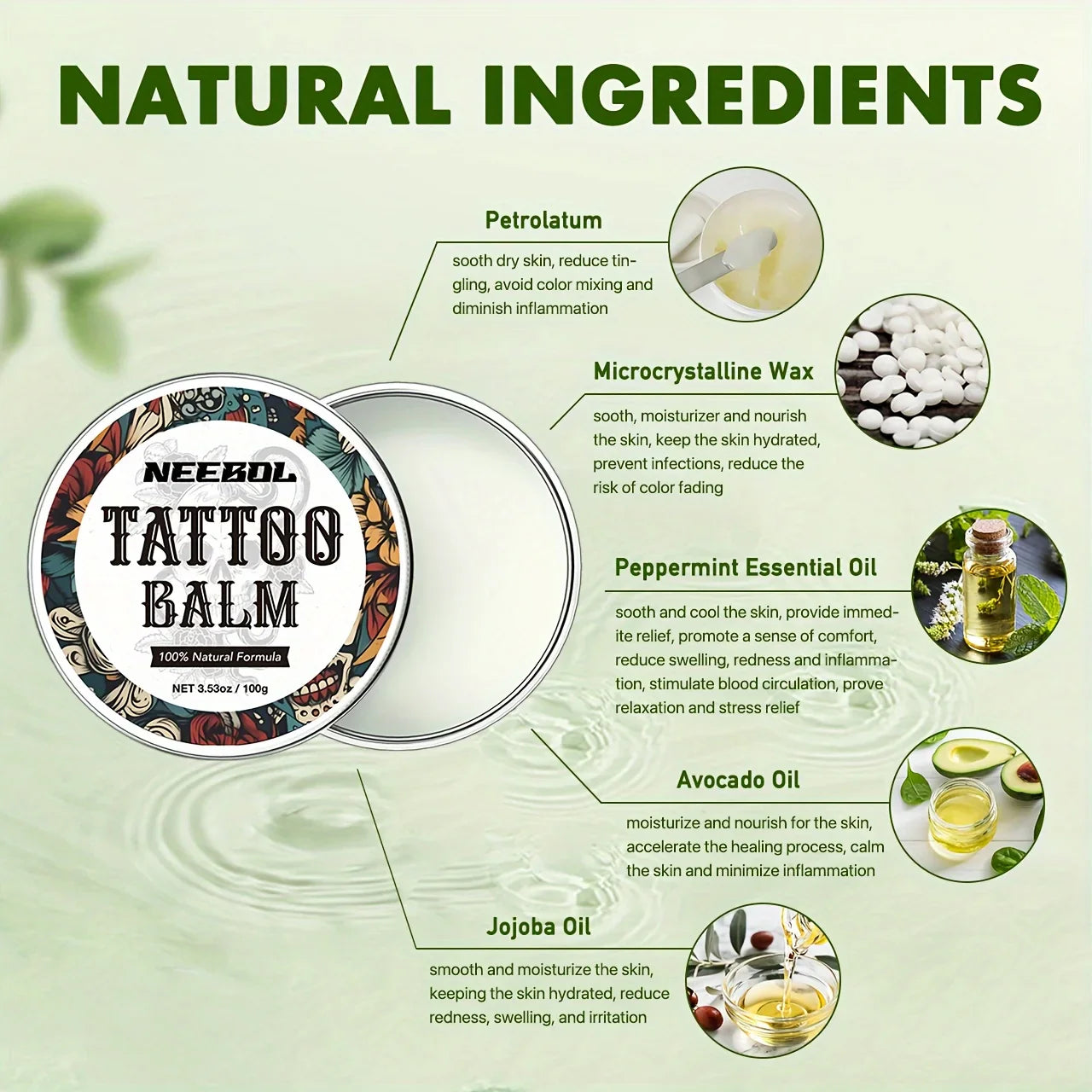 Tattoo Aftercare Butter Balm – Natural Ingredient Cream for Ink Color Enhancement & Moisturizing Old & New Tattoos