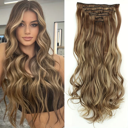 Women’s 7Pcs Hair Extensions with 16 Clips – Natural Black Straight Ombre Hairpiece