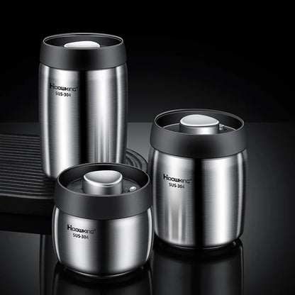 Vacuum Sealed Coffee Bean Storage Tank – 304 Stainless Steel Moisture-Proof Food Jar for Home