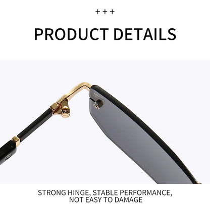 Rimless Rectangle Sunglasses — Fashion Small Square Shades for Men & Women, Summer Travel Eyewear