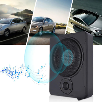 Powerful 8-Inch Ultra Thin Car Subwoofer with Metal Cover - 12V 600W Active Under Seat Car Subwoofer for Deep Bass