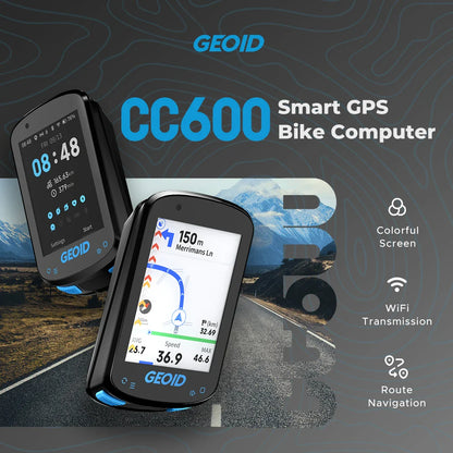 GEOID CC600 Bike Computer – Color Screen Smart GPS Speedometer with Wireless ANT+, WIFI, 11 Languages & Cycling Odometer
