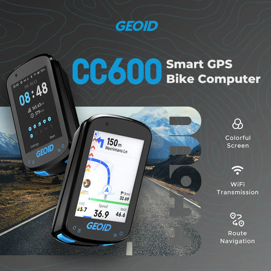 GEOID CC600 Bike Computer – Color Screen Smart GPS Speedometer with Wireless ANT+, WIFI, 11 Languages & Cycling Odometer