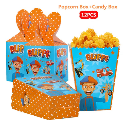 Happy Birthday Party Supplies Set — Cartoon Movie Theme Flag Banner, Paper Tableware, Latex Balloons & Cake Topper Decoration