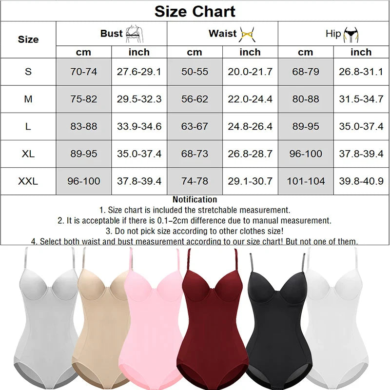 Women’s Shapewear Bodysuit – Slimming Black Body Shaper Lingerie with Modeling Straps