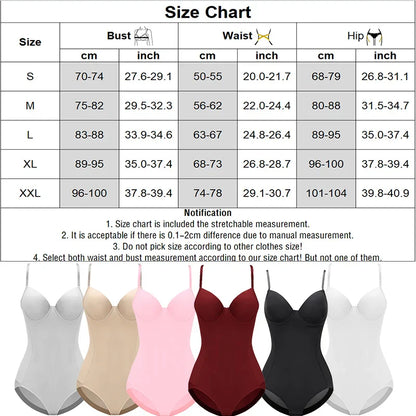 Women’s Shapewear Bodysuit – Slimming Black Body Shaper Lingerie with Modeling Straps