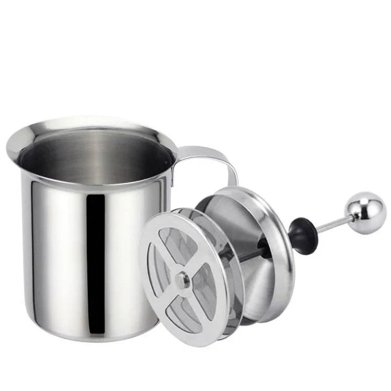 Double Mesh Stainless Steel Milk Frother & Creamer – 400ML Coffee Foam Maker, Egg Beater & Kitchen Mixing Tool for Latte Art