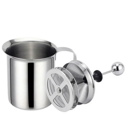Double Mesh Stainless Steel Milk Frother & Creamer – 400ML Coffee Foam Maker, Egg Beater & Kitchen Mixing Tool for Latte Art