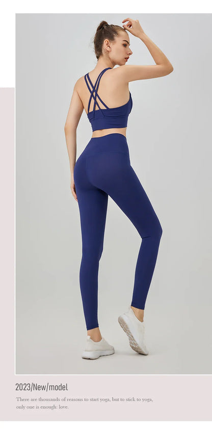 2-Piece Women’s Yoga Tracksuit – Pilates Fitness Set with Push-Up Sports Bra & Leggings for Gym Workout