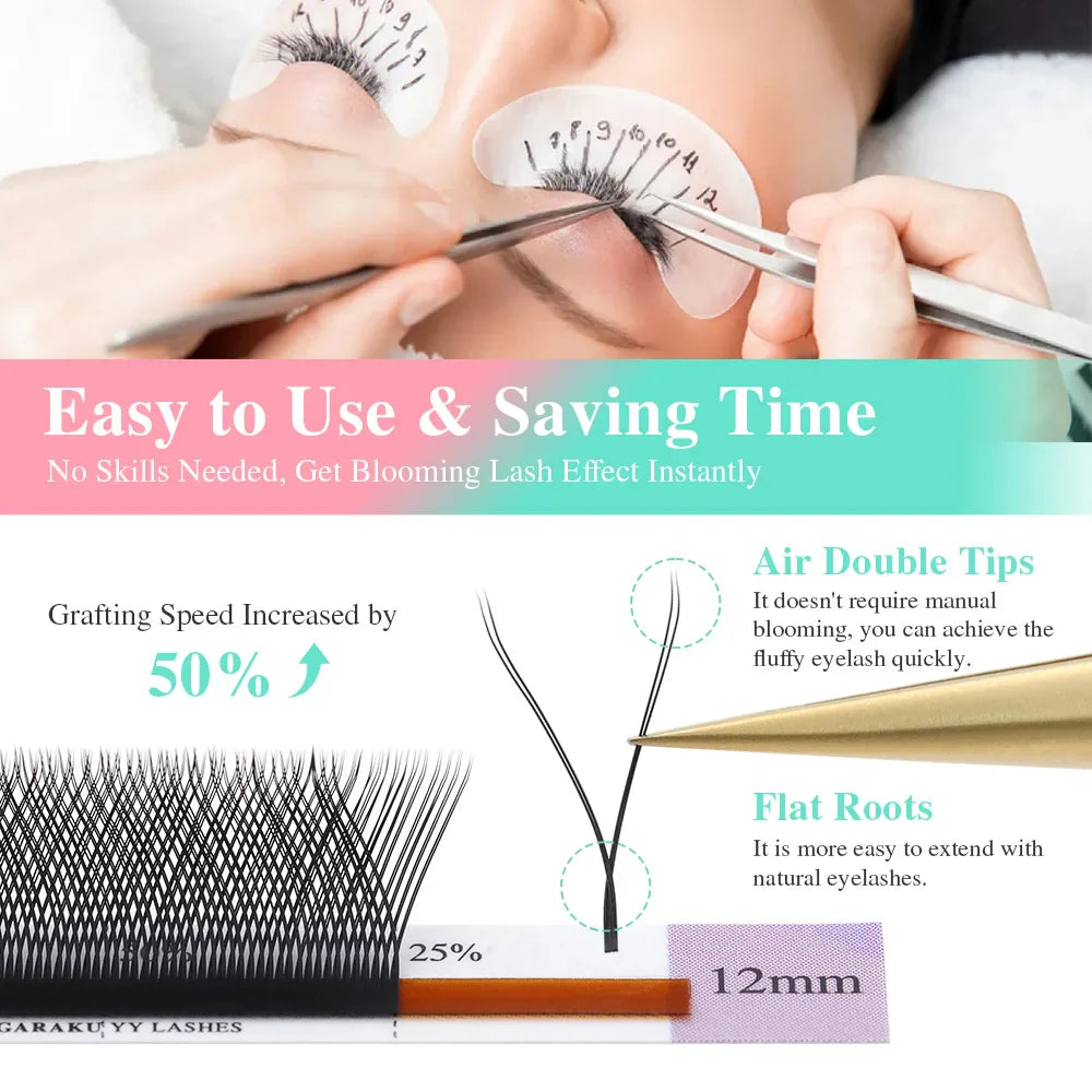 NAGARAKU YY Mesh Lash Extensions – Premium Mink Soft Light Natural 4D Y-Shape Eyelashes for Cross Bloom Makeup