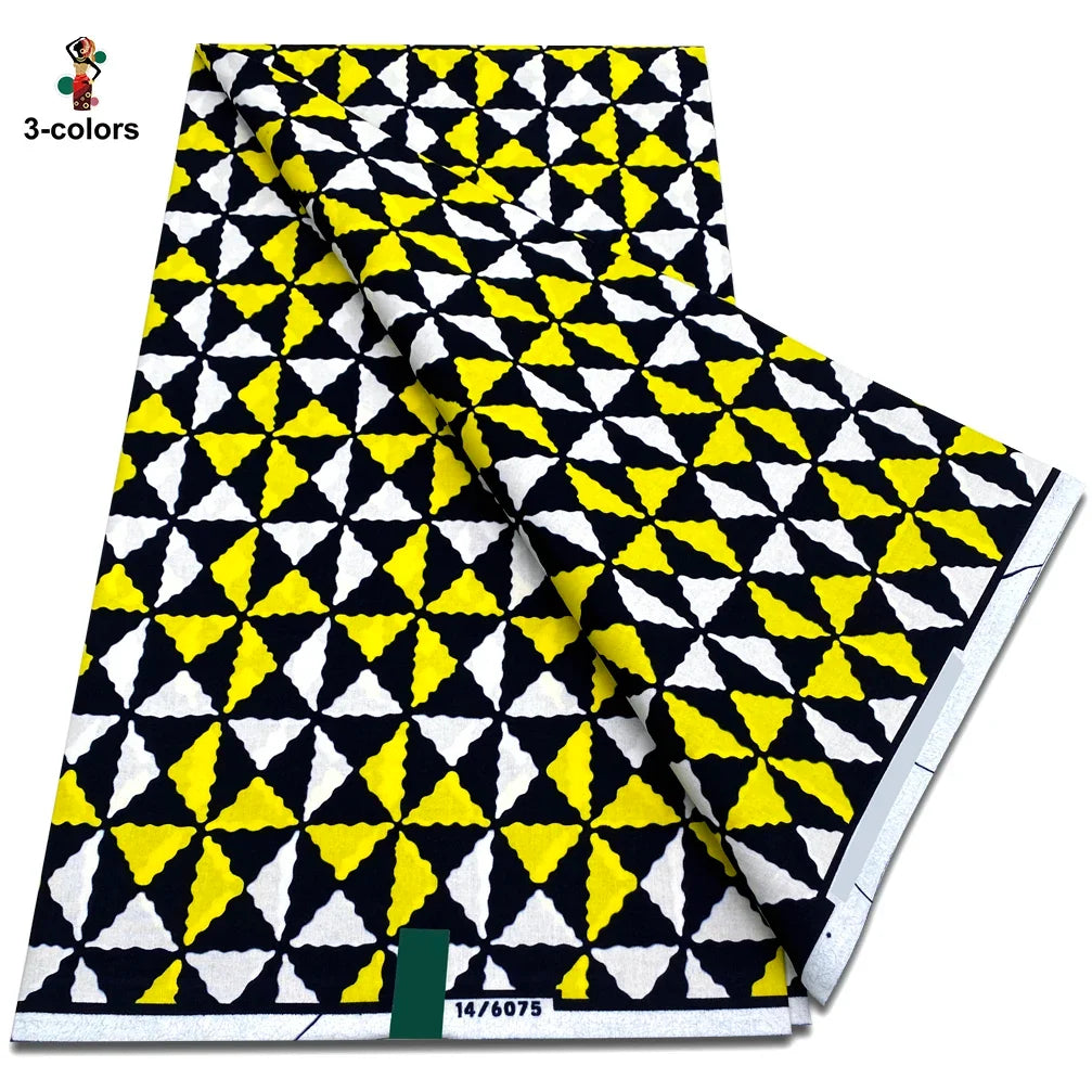 African Real Wax Print Fabric - 100% Cotton Soft Ankara Pagne Material for Dresses