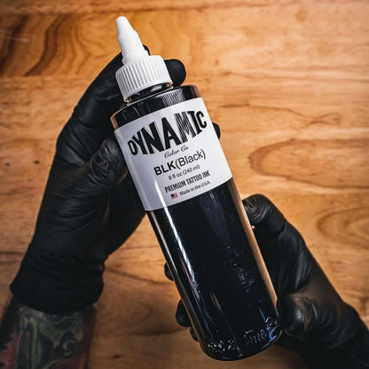 8oz Black Tattoo Ink – Original BLK Dynamic Triple Black Professional Pigment for Body Art.  240ML