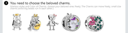 Europe 925 Silver Family Charm Pendant - Boy, Girl, Mom & Sisters Bead for Pandora Bracelet, Sparkling Dangle Jewelry